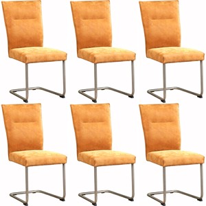 SHOPX HUISCOLLECTIE Set van 6 Leren eetkamerstoelen Retro - Echt leer, , Comfortabel en kies uit meer dan 150+ kleuren - Ontdek de Vele Leersoorten en Kleuren bij ShopX