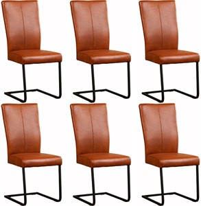 SHOPX HUISCOLLECTIE Set van 6 Leren eetkamerstoelen Dare - Echt leer, Industrieel, Comfortabel en kies uit meer dan 150+ kleuren - Ontdek de Vele Leersoorten en Kleuren bij ShopX