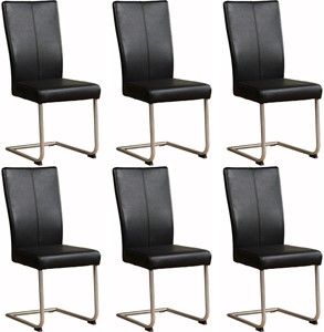SHOPX HUISCOLLECTIE Set van 6 Leren eetkamerstoelen Dry sledepoot rond - Echt leer, Industrieel, Comfortabel en kies uit meer dan 150+ kleuren - Ontdek de Vele Leersoorten en Kleuren bij ShopX