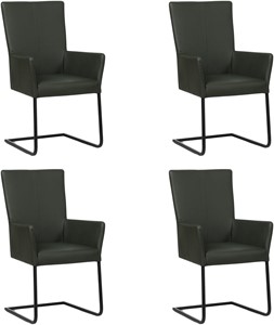 SHOPX HUISCOLLECTIE Set van 4 Donkergroene leren industriële eetkamerstoelen Dare - poot vierkant zwart - Toledo Leer Verde (donkergroen leer)