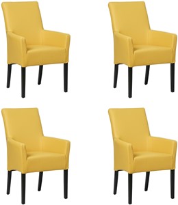 SHOPX HUISCOLLECTIE Set van 4 Gele leren landelijke eetkamerstoelen Just - Toledo Leer Giallo (geel leer)
