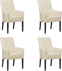 SHOPX HUISCOLLECTIE Set van 4 Crème leren landelijke eetkamerstoelen Just - Toledo Leer Betulla (crème leer)