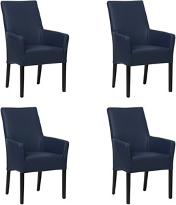 SHOPX HUISCOLLECTIE Set van 4 Blauwe leren landelijke eetkamerstoelen Just - Toledo Leer Kobalt (blauw leer)