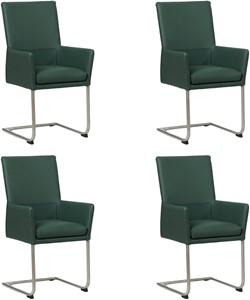 SHOPX HUISCOLLECTIE Set van 4 Groene leren industriële eetkamerstoelen Rumor - poot rond rvs - Toledo Leer Forrest (groen leer)