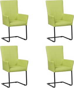 SHOPX HUISCOLLECTIE Set van 4 Felgroene leren industriële eetkamerstoelen Dare - poot vierkant zwart - Toledo Leer Lime (felgroen leer)