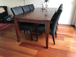 SHOPX HUISCOLLECTIE Set van 6 leren eetkamerstoelen - met houten poten - zwart leer - Echt leer, Landelijk, ontdek de vele Leersoorten en Kleuren bij ShopX