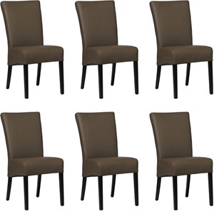 SHOPX HUISCOLLECTIE Set van 6 Bruine leren landelijke eetkamerstoelen Just - Toledo Leer Moss (bruin leer)