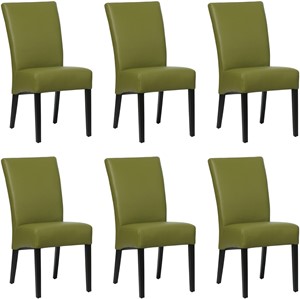 SHOPX HUISCOLLECTIE Set van 6 Groene leren landelijke eetkamerstoelen Just - Toledo Leer Apple Green (groen leer)