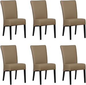 SHOPX HUISCOLLECTIE Set van 6 Taupe leren landelijke eetkamerstoelen Just - Toledo Leer Mocca (taupe leer)