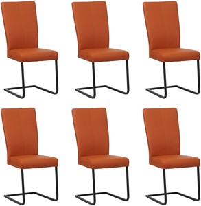 SHOPX HUISCOLLECTIE Set van 6 Cognac leren industriële eetkamerstoelen Dare - poot vierkant zwart - Toledo Leer Natur (cognac leer)