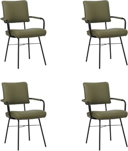 SHOPX HUISCOLLECTIE Set van 4 Olijfgroene leren industriële design eetkamerstoelen Solid - Toledo Leer Olive (olijfgroen leer)