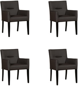 SHOPX HUISCOLLECTIE Set van 4 Leren eetkamerstoelen Look - met houten zwarte poten - Echt leer, Landelijk, Comfortabel en kies uit meer dan 150+ kleuren - Ontdek de Vele Leersoorten en Kleuren bij ShopX