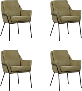 SHOPX HUISCOLLECTIE Set van 4 Leren design eetkamerstoelen Mix - Echt leer, Industrieel, Comfortabel en kies uit meer dan 150+ kleuren - Ontdek de Vele Leersoorten en Kleuren bij ShopX