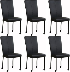SHOPX HUISCOLLECTIE Set van 6 Leren eetkamerstoelen Deal - met wieltjes - Echt leer, Modern, Comfortabel en kies uit meer dan 150+ kleuren - Ontdek de Vele Leersoorten en Kleuren bij ShopX