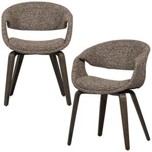 Woood Yossi Eetkamerstoelen Houten Bruine Poot - Bruin - Set van 2