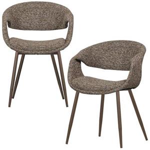Woood Yossi Eetkamerstoelen Metalen Koper Poot - Bruin - Set van 2