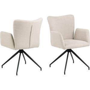 Giga Living  Eetkamerstoel met Armleuning Beige - Erwin - Set van 2