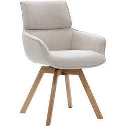 Giga Meubel  Eetkamerstoel Draaibaar Beige - Stof - Else - Set van 2