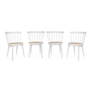 Sweeek  Houten en rotan stoelen (set van 4)