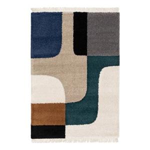 Sweeek  Shaggy tapijt, geometrisch patroon, crème