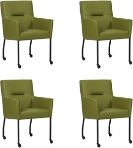 SHOPX HUISCOLLECTIE Set van 4 Groene leren moderne eetkamerstoelen Lucky - Toledo Leer Apple Green (groen leer)