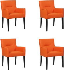 SHOPX HUISCOLLECTIE Set van 4 Oranje leren landelijke eetkamerstoelen Look - Toledo Leer Orange (oranje leer)