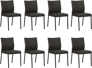 SHOPX HUISCOLLECTIE Set van 8 Donkerbruine leren moderne eetkamerstoelen Basic - poot vierkant zwart - Toledo Leer Caffe (donkerbruin leer)