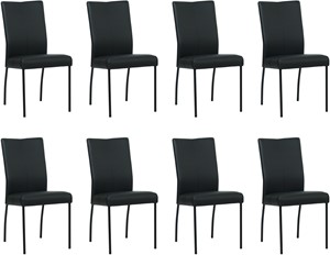 SHOPX HUISCOLLECTIE Set van 8 Zwarte leren moderne eetkamerstoelen Comfort - Toledo Leer Nero (zwart leer)