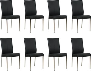 SHOPX HUISCOLLECTIE Set van 8 Zwarte leren moderne eetkamerstoelen Comfort - Toledo Leer Nero (zwart leer)