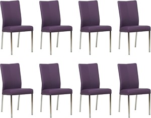 SHOPX HUISCOLLECTIE Set van 8 Paarse leren moderne eetkamerstoelen Comfort - Toledo Leer Aubergine (paars leer)