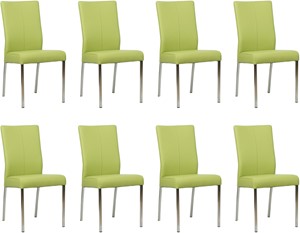 SHOPX HUISCOLLECTIE Set van 8 Felgroene leren moderne eetkamerstoelen Comfort - Toledo Leer Lime (felgroen leer)