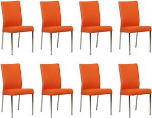 SHOPX HUISCOLLECTIE Set van 8 Oranje leren moderne eetkamerstoelen Comfort - Toledo Leer Orange (oranje leer)