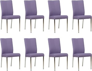 SHOPX HUISCOLLECTIE Set van 8 Lichtpaarse leren moderne eetkamerstoelen Comfort - Toledo Leer Lila (lichtpaars leer)