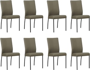 SHOPX HUISCOLLECTIE Set van 8 Grijze leren moderne eetkamerstoelen Comfort - Toledo Leer Smog (grijs leer)