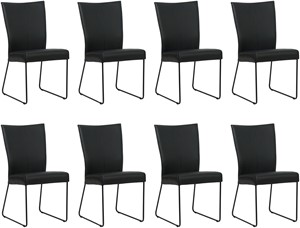 SHOPX HUISCOLLECTIE Set van 8 Zwarte leren industriële eetkamerstoelen Mate - Toledo Leer Nero (zwart leer)