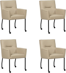 SHOPX HUISCOLLECTIE Set van 4 Taupe leren moderne eetkamerstoelen Lucky - Toledo Leer Mastic (taupe leer)