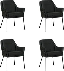 SHOPX HUISCOLLECTIE Set van 4 Zwarte leren industriële design eetkamerstoelen Mix - Toledo Leer Nero (zwart leer)