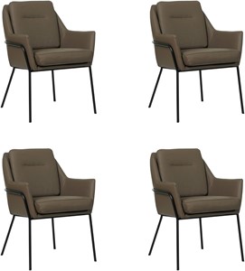 SHOPX HUISCOLLECTIE Set van 4 Bruine leren industriële design eetkamerstoelen Mix - Toledo Leer Moss (bruin leer)