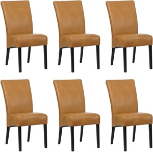 SHOPX HUISCOLLECTIE Set van 6 Cognac leren landelijke eetkamerstoelen Just - Granada leer Sahara (cognac leer)