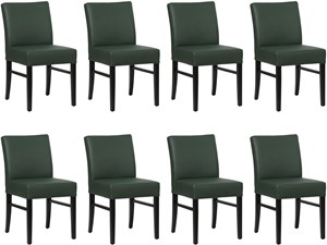 SHOPX HUISCOLLECTIE Set van 8 Donkergroene leren landelijke eetkamerstoelen Hold - Hermes Leer Verde (donkergroen leer)