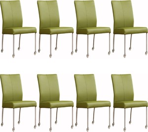 SHOPX HUISCOLLECTIE Set van 8 Leren eetkamerstoelen Comfort - met wieltjes - Echt leer, Modern, Comfortabel en kies uit meer dan 150+ kleuren - Ontdek de Vele Leersoorten en Kleuren bij ShopX