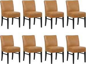 SHOPX HUISCOLLECTIE Set van 8 Cognac leren landelijke eetkamerstoelen Hold - Vintage Leer Cognac (cognac leer)