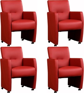 SHOPX HUISCOLLECTIE Set van 4 Leren eetkamerfauteuils Pleasure - Echt leer, Modern, Comfortabel en kies uit meer dan 150+ kleuren - Ontdek de Vele Leersoorten en Kleuren bij ShopX