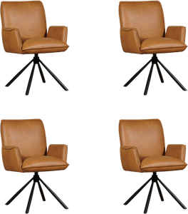 SHOPX HUISCOLLECTIE Set van 4 Leren eetkamerstoelen Elite - draaibaar - automatisch terug naar beginstand - Echt leer, Industrieel, Comfortabel en kies uit meer dan 150+ kleuren - Ontdek de Vele Leersoorten en Kleuren bi