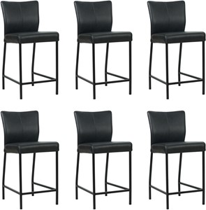 SHOPX HUISCOLLECTIE Zwarte leren moderne barkruk Revolt - poot vierkant zwart - Granada leer Black (zwart leer)