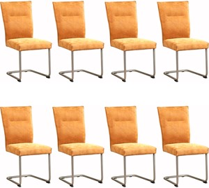 SHOPX HUISCOLLECTIE Set van 8 Leren eetkamerstoelen Retro - Echt leer, , Comfortabel en kies uit meer dan 150+ kleuren - Ontdek de Vele Leersoorten en Kleuren bij ShopX