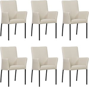 SHOPX HUISCOLLECTIE Crème leren moderne eetkamerstoel Comfort - Toledo leer Misty (crème leer)