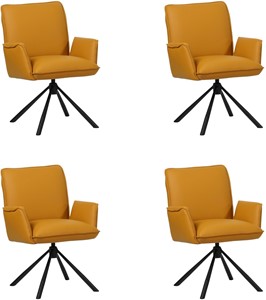 SHOPX HUISCOLLECTIE Set van 4 Gele leren industriële draaibare eetkamerstoelen Elite - Toledo Leer Leem (geel leer)