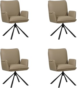 SHOPX HUISCOLLECTIE Set van 4 Taupe leren industriële draaibare eetkamerstoelen Elite - Toledo Leer Mocca (taupe leer)