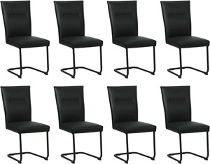 SHOPX HUISCOLLECTIE Set van 8 Zwarte leren Retro - poot rond zwart - Toledo Leer Nero (zwart leer)